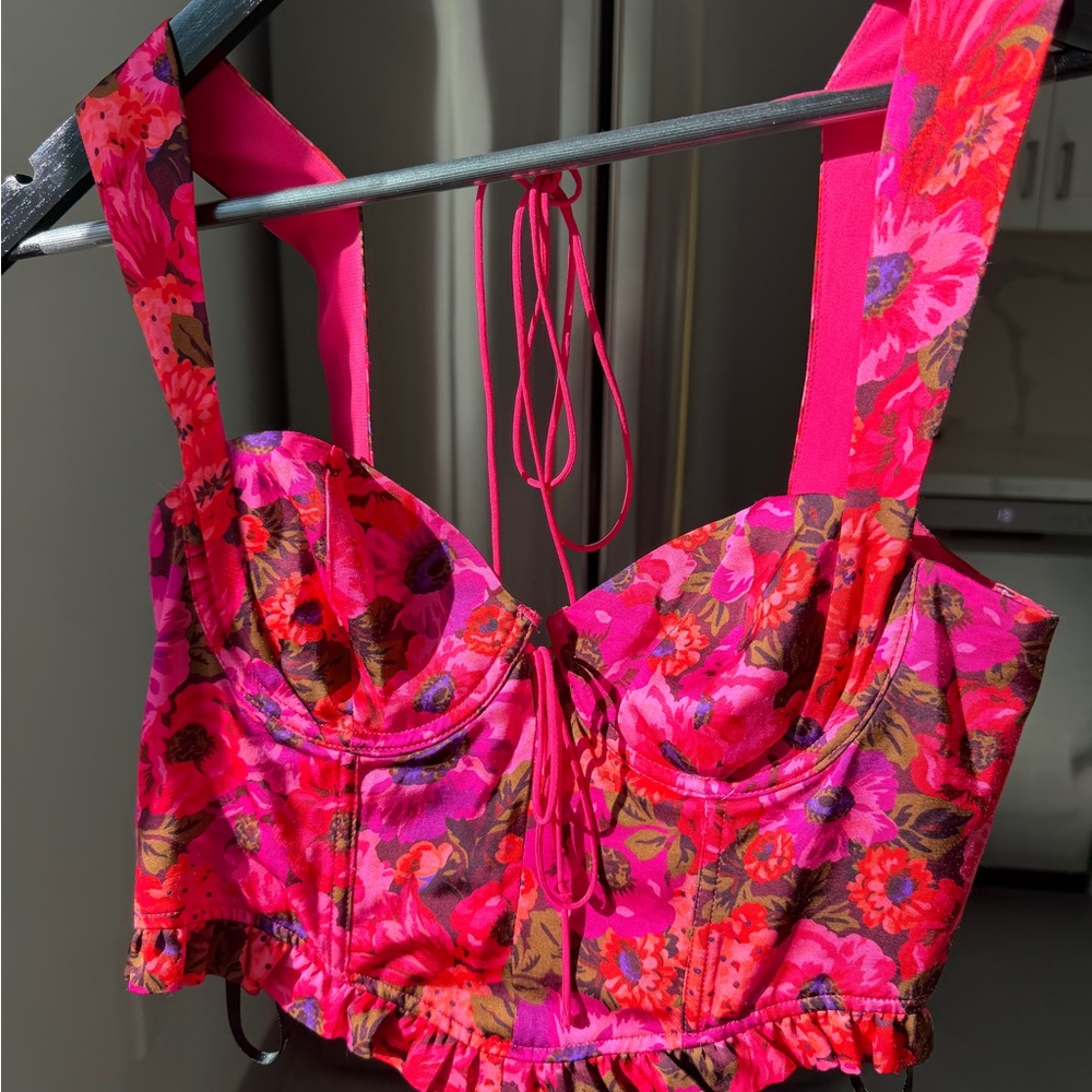 For Love And Lemons Floral Pink Corset Top - Picture 3 of 8